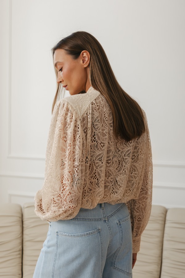 Claudia Tie Blouse Beige
