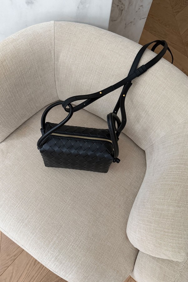 Black Woven Leather Bag