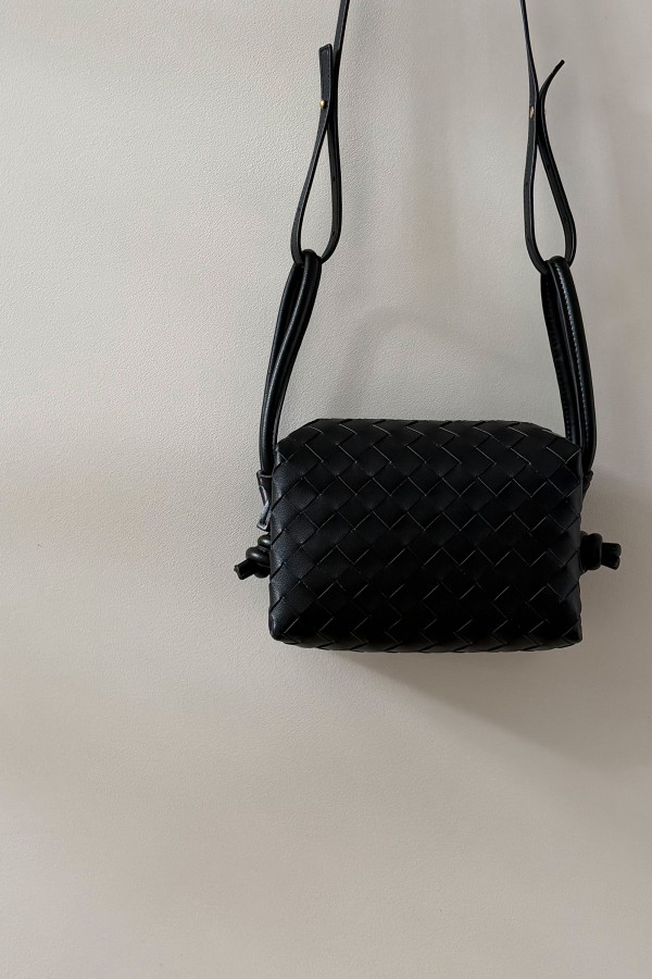 Black Woven Leather Bag