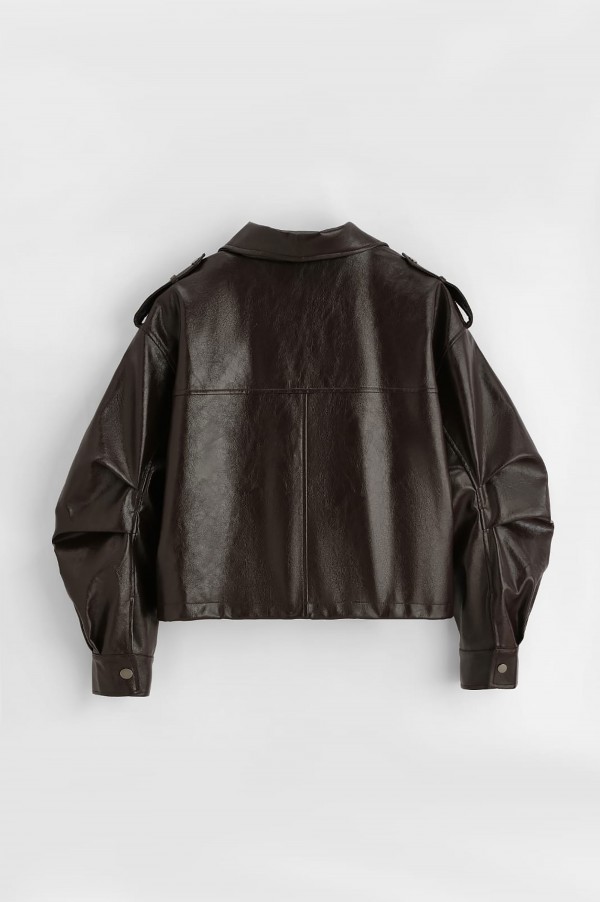 2212 Kurtka Z Eko Skóry Brązowa