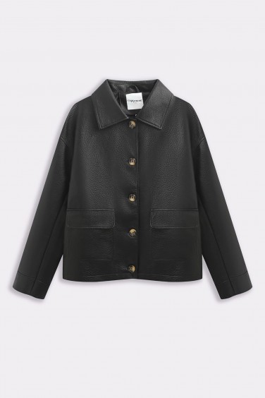 2188 Kurtka Z Eko Skóry Czarna