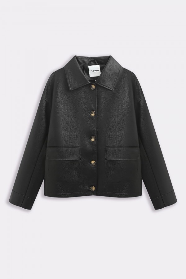 Black eco-leather jacket 2188 | Butik Lorenzo