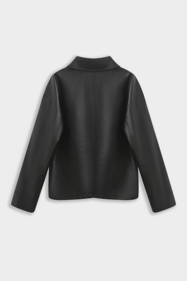 2188 Kurtka Z Eko Skóry Czarna