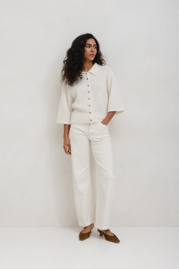 KT837 Balloon Jeans Cream