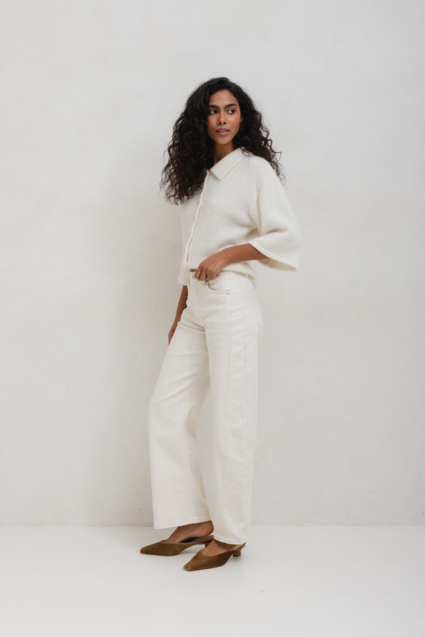 KT837 Balloon Jeans Cream