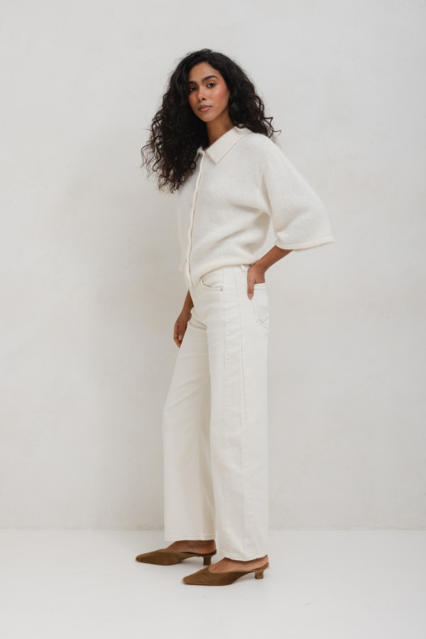 KT837 Balloon Jeans Cream