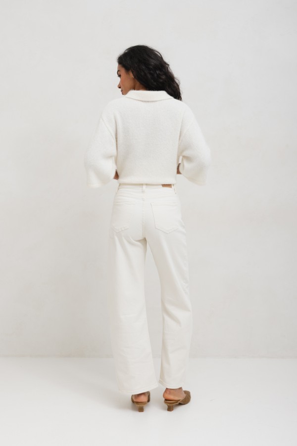 KT837 Balloon Jeans Cream