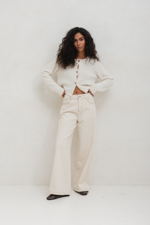 F32503 Wide-Leg Jeans Cream