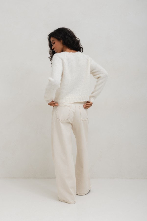 F32503 Wide-Leg Jeans Cream