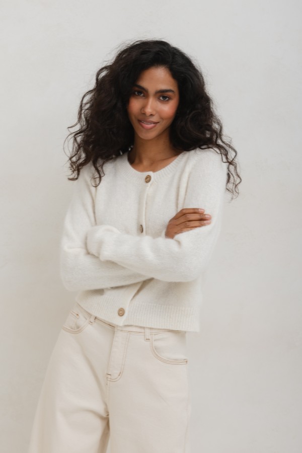 Nils Kardigan Z Alpaki Ecru