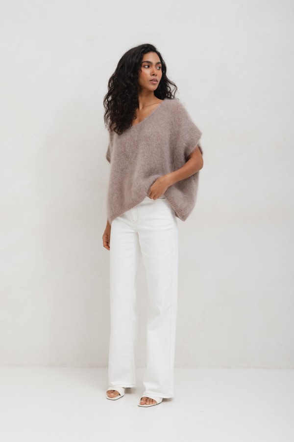 W3368 Spodnie Jeansowe Wide Leg High Weist White
