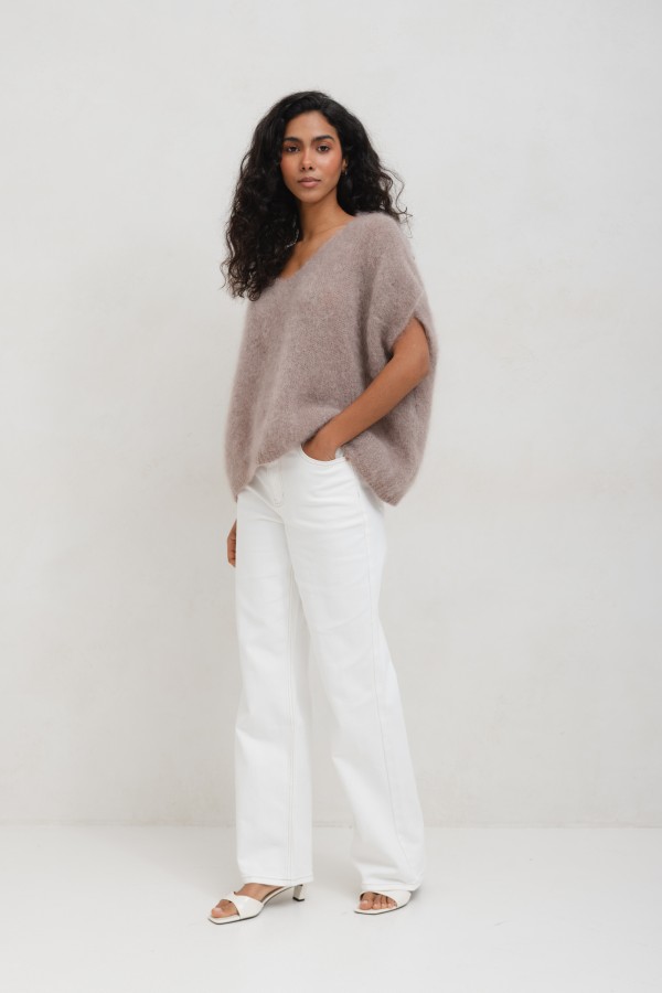 W3368 Spodnie Jeansowe Wide Leg High Weist White