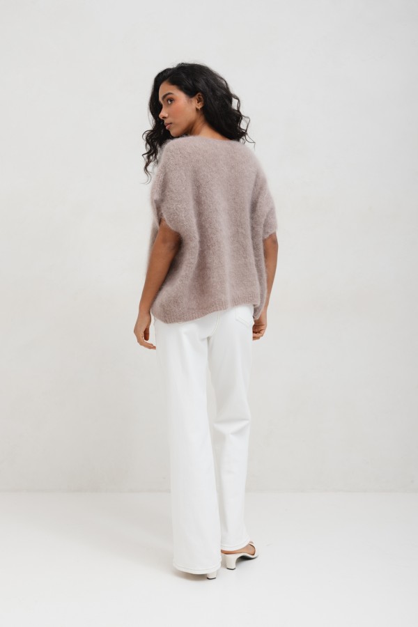 W3368 Spodnie Jeansowe Wide Leg High Weist White