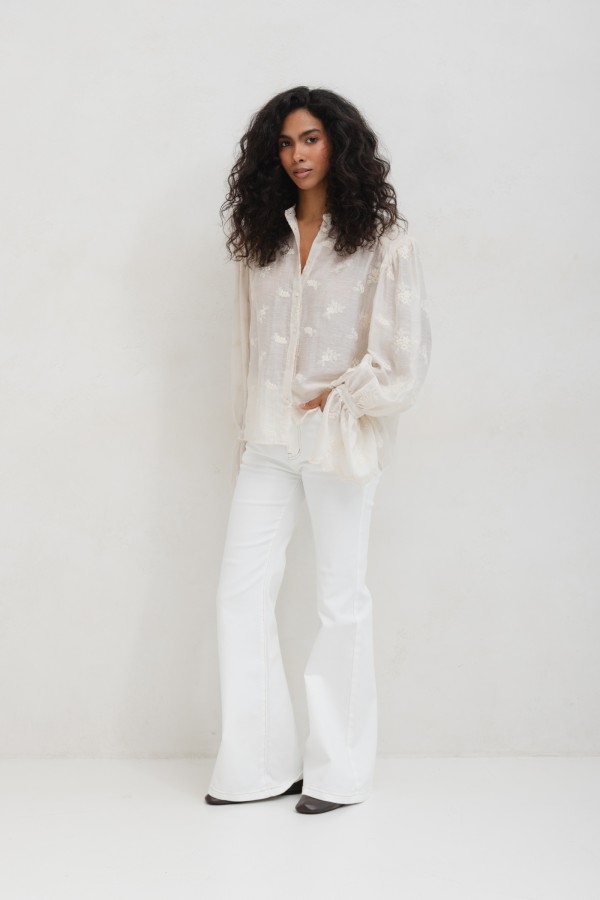 Q194 Jeans Flare White