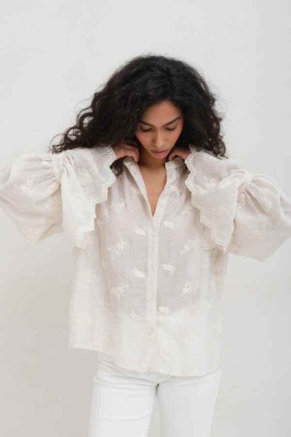 Larisa Embroidered Shirt Cream