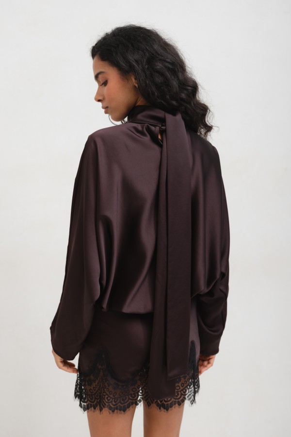Aurelia Dress Satin Lace Brown