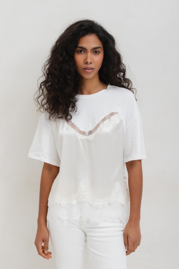 Molly Bluzka Z Koronką Ecru