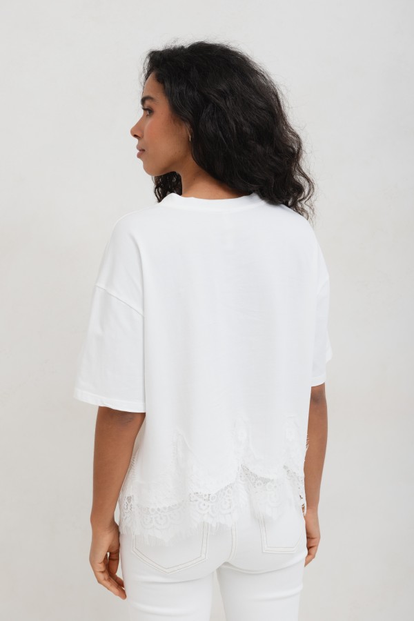 Molly Bluzka Z Koronką Ecru