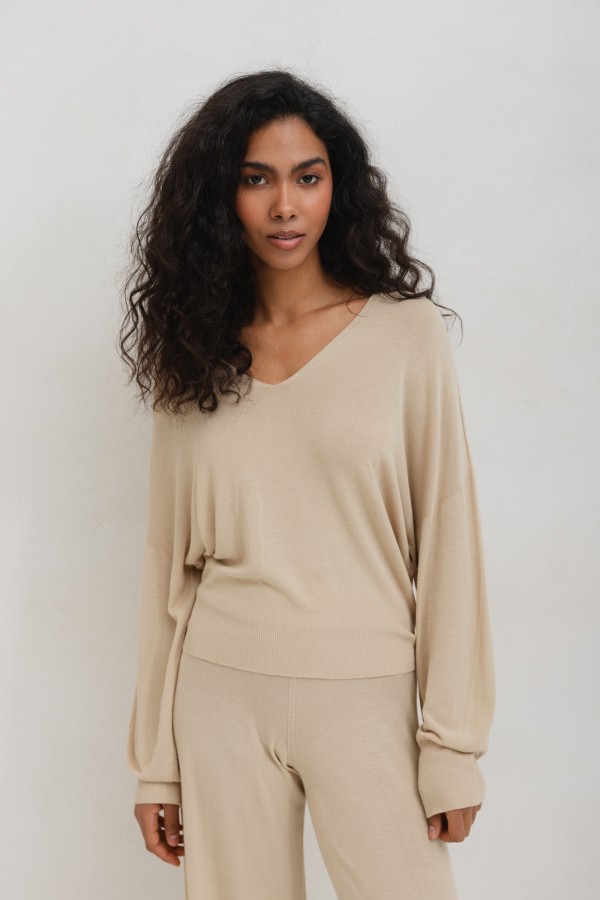 Ruben Sweter Dzianinowy Beż