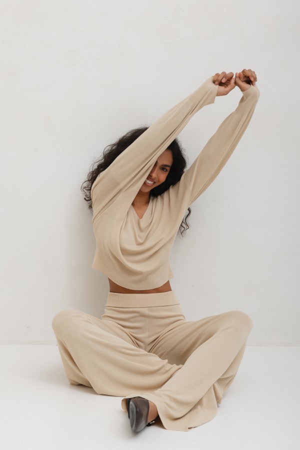 Ruben Sweter Dzianinowy Beż