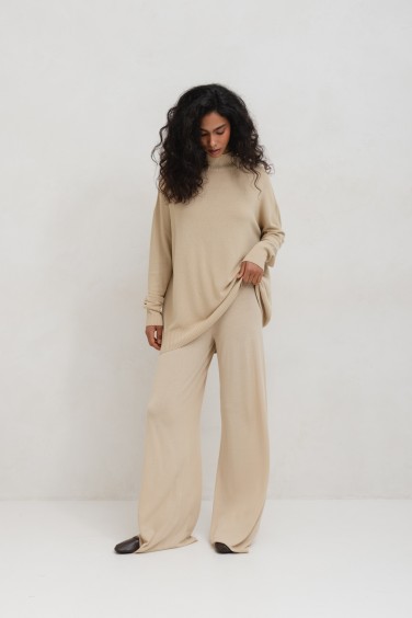 Ruben Spodnie Dzianinowe Beż