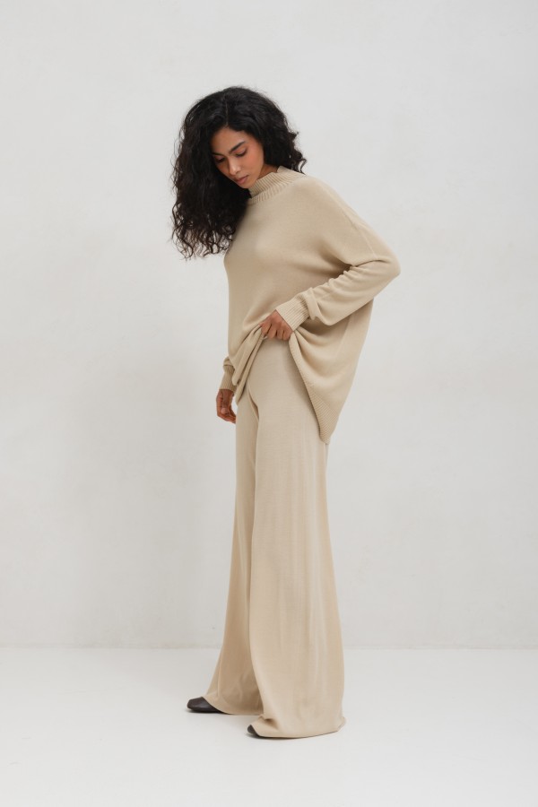 Ruben Trousers Knitted Beige
