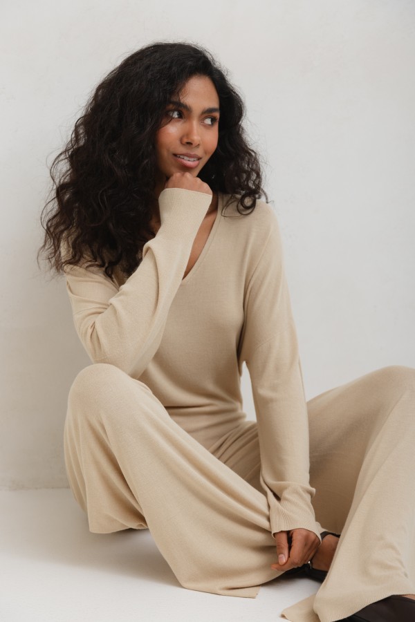 Ruben Trousers Knitted Beige