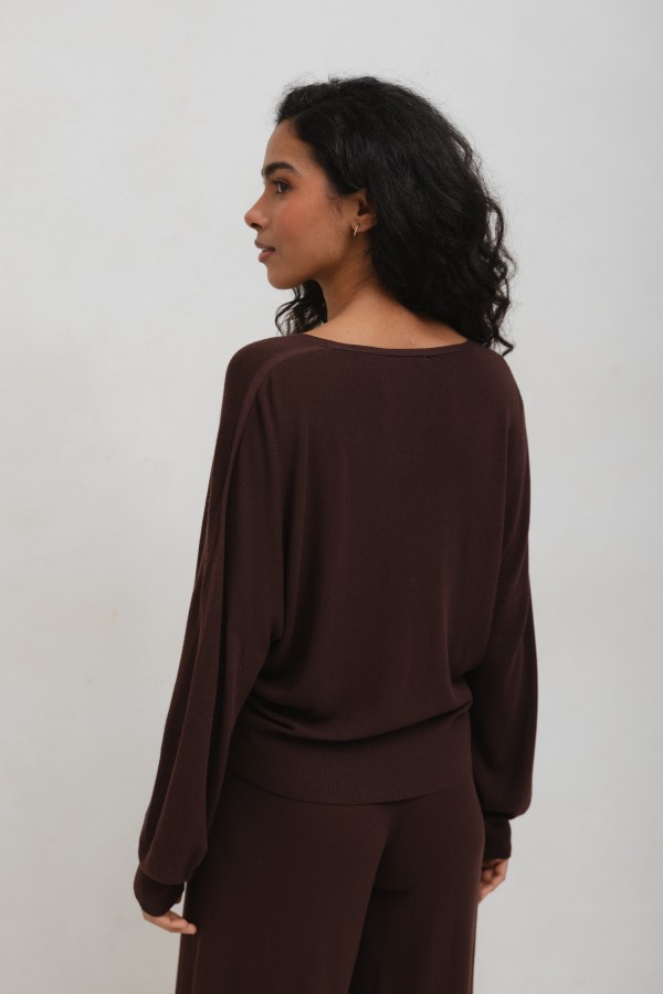 Ruben Sweter Dzianinowy Brązowy