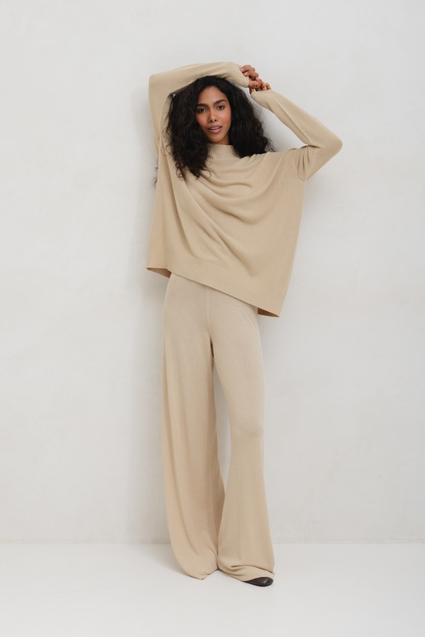 Ricardo Sweter Ze Stójką Beżowy