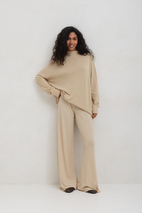 Ricardo Sweter Ze Stójką Beżowy