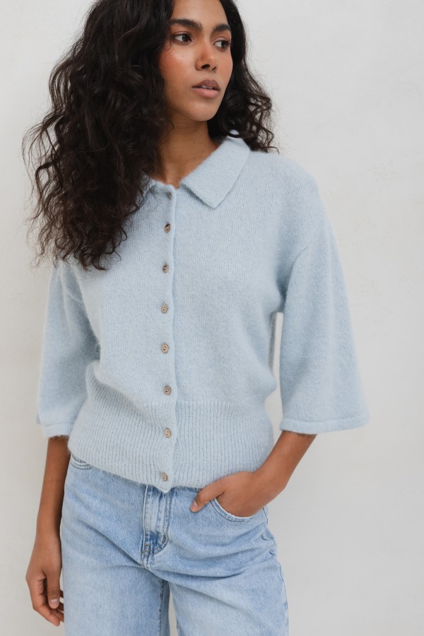 Marcel Cardigan Suri Alpaca Blue