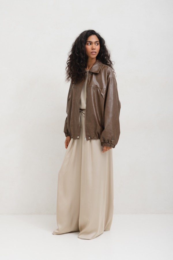 5509 Faux Leather Jacket Brown