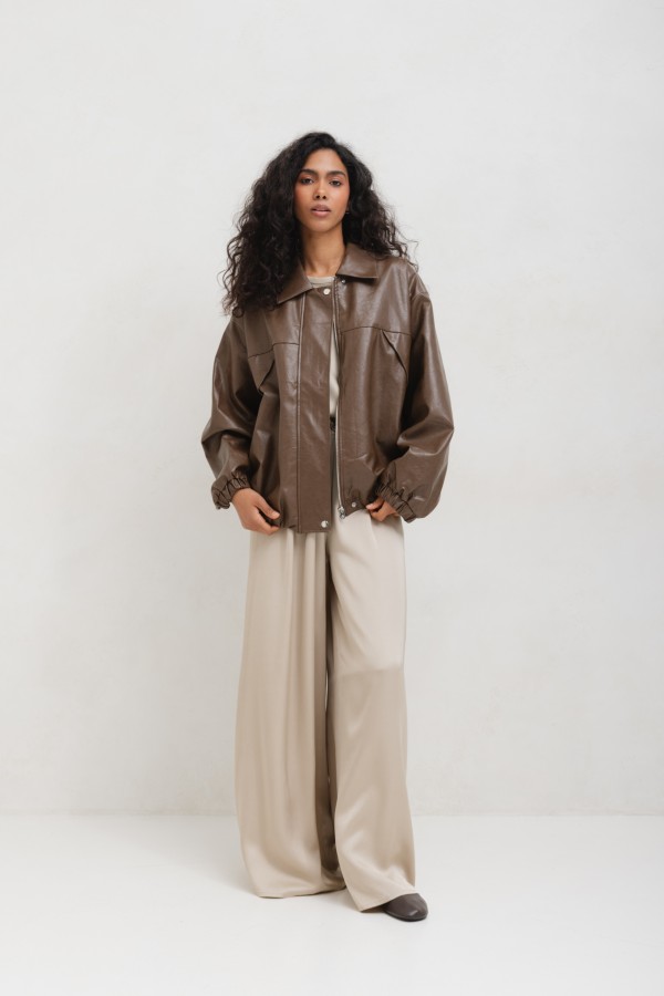5509 Faux Leather Jacket Brown