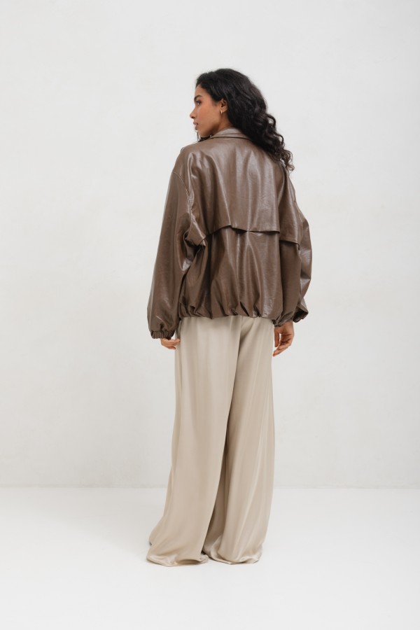 5509 Faux Leather Jacket Brown