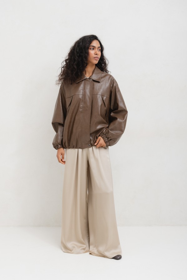 5509 Faux Leather Jacket Brown