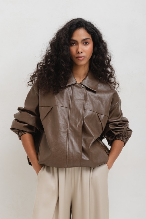 5509 Faux Leather Jacket Brown