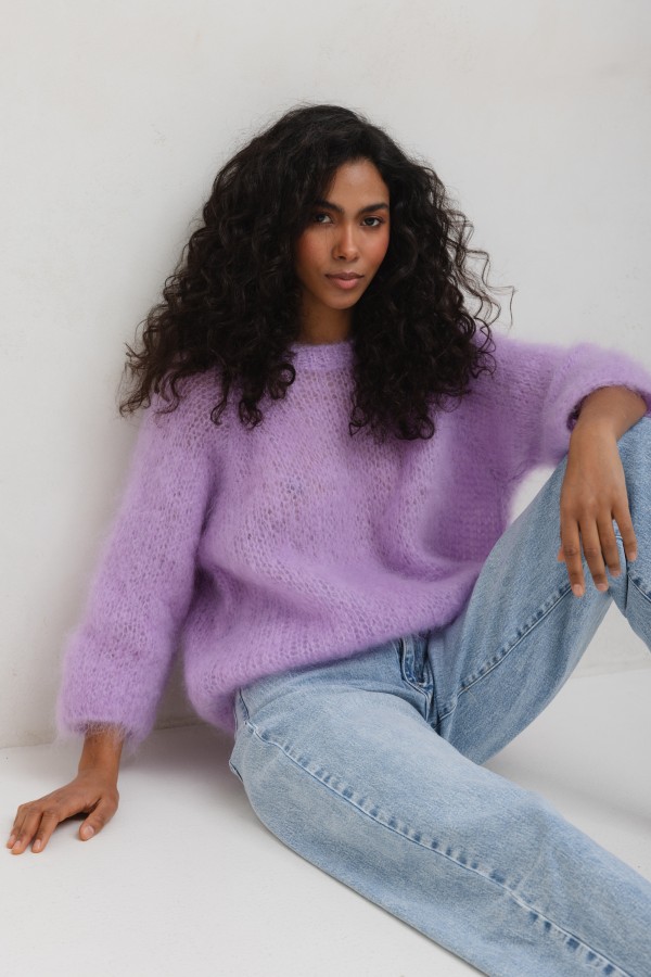 Philip Sweter Moherowy Fioletowy