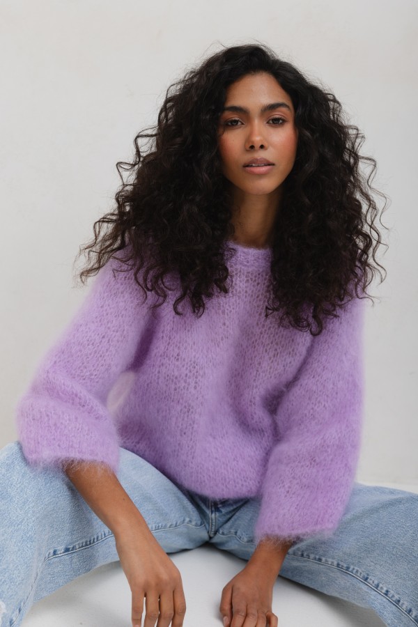 Philip Sweter Moherowy Fioletowy