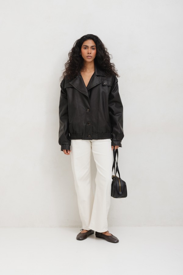 Leather Bowling Bag Black