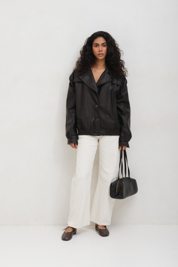 Leather Bowling Bag Black