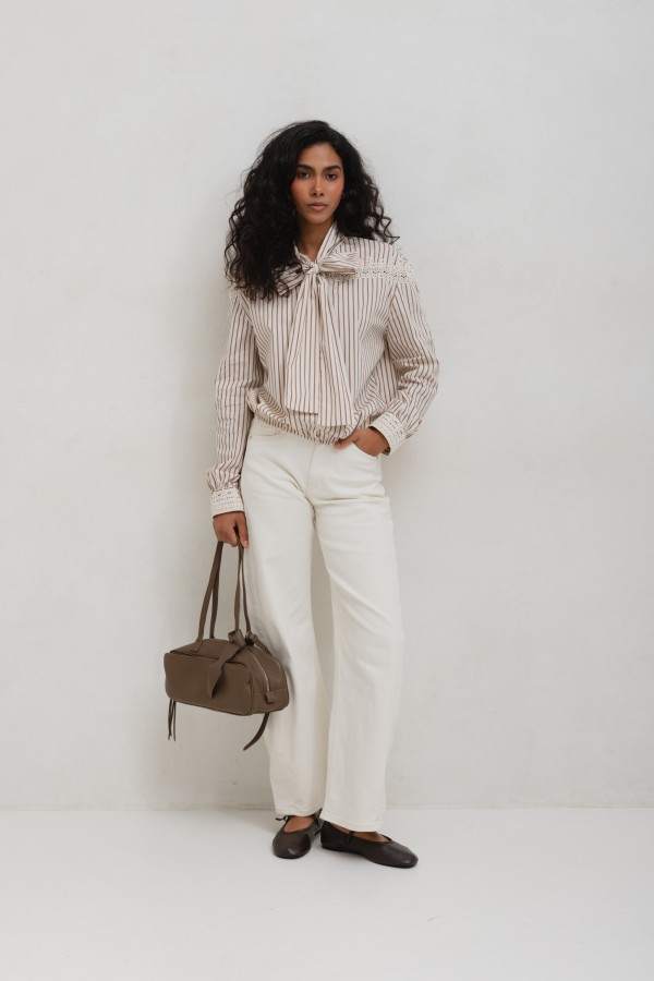 Leather Bowling Mocha Bag