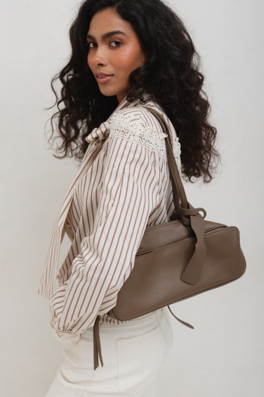 Leather Bowling Mocha Bag