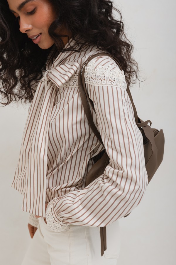 Leather Bowling Mocha Bag