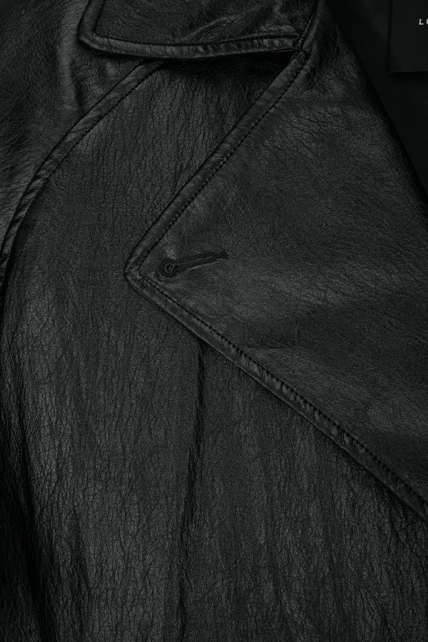 LD5066 Płaszcz Z Eko Skóry Czarny