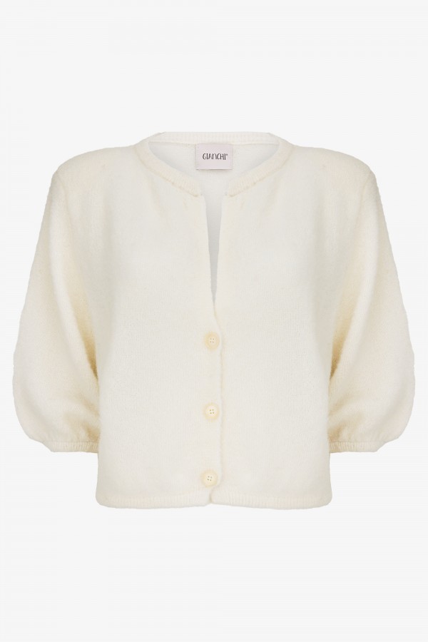 Cody Alpaca Cardigan with Buttons Ecru