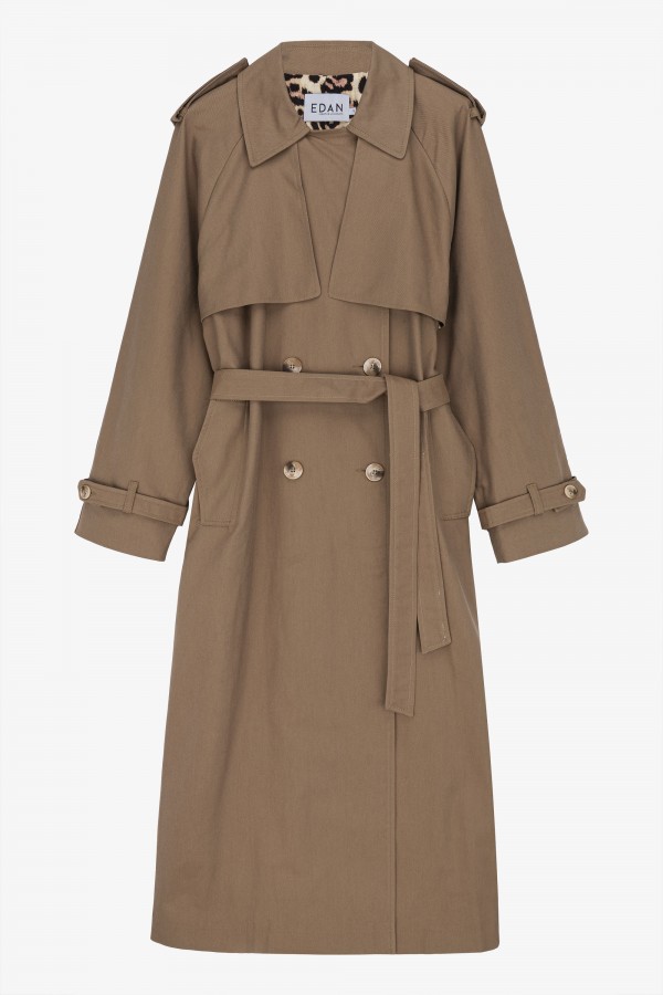 Leonardo Long Trench Coat Khaki