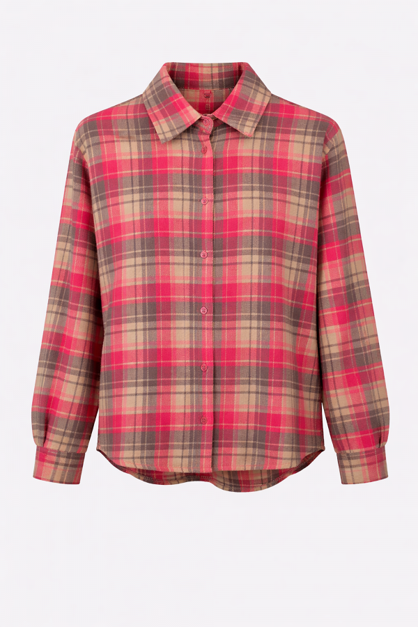 Moon Koszula W Kratę Fuksja