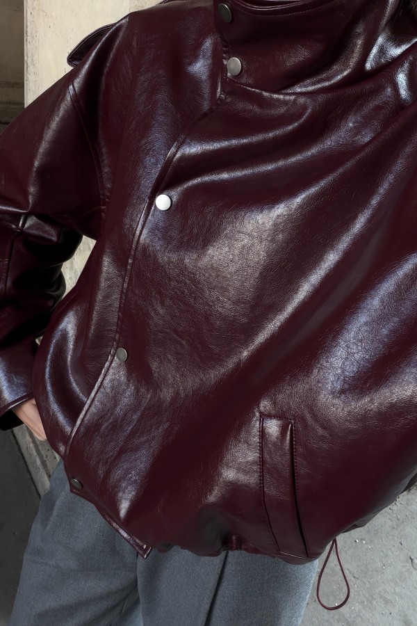 2212 Eco-Leather Jacket Burgundy