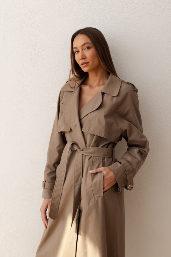 Leonardo Long Trench Coat Khaki