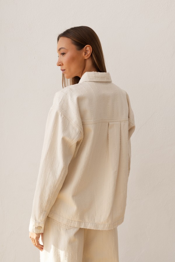 W3892 Cream Denim Shirt